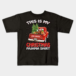 This Is My Christmas Pajama Shirt Doberman Truck Tree Kids T-Shirt